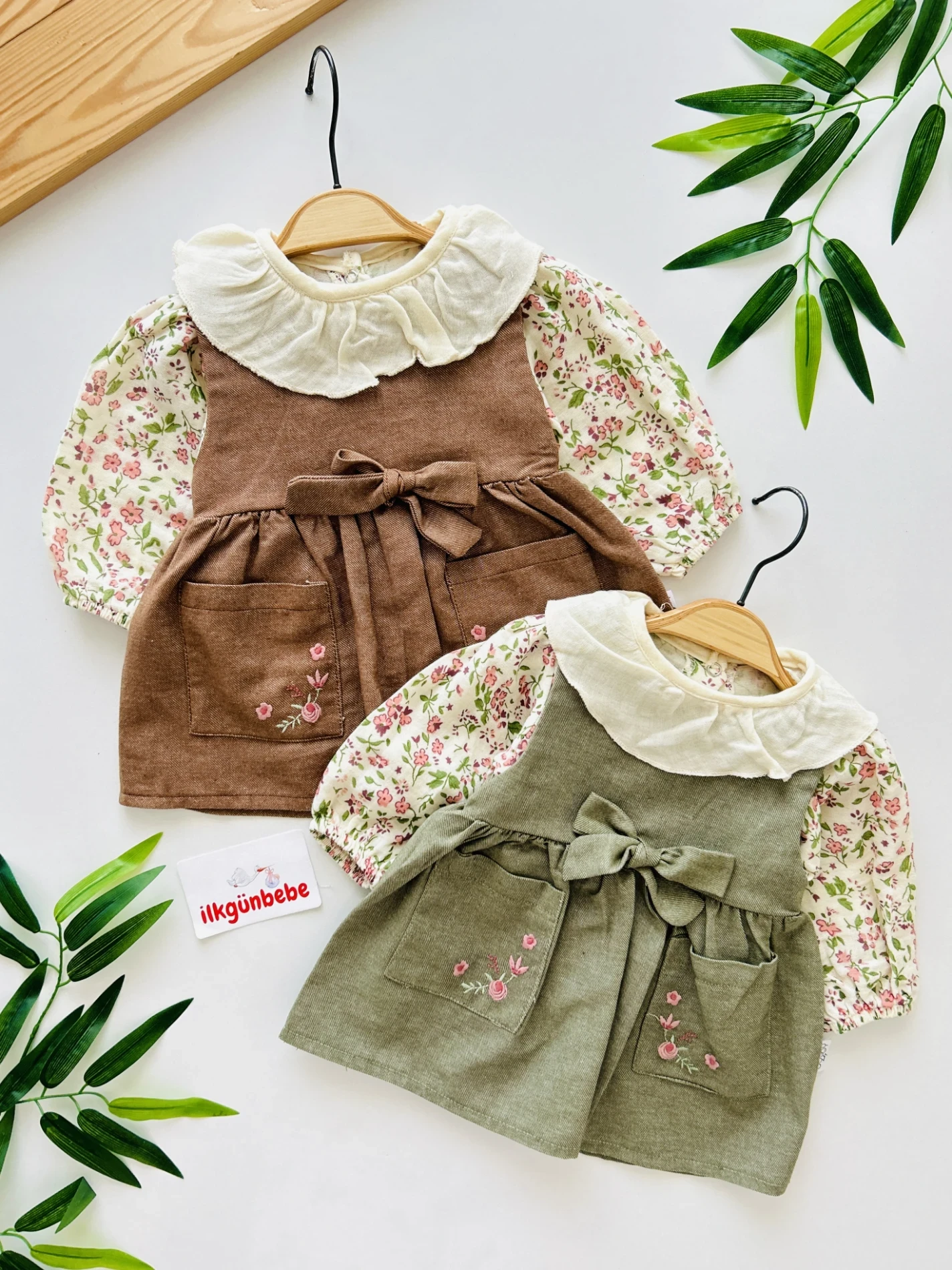 Afra Müslin Gömlekli Premium Kalite Fiyonk Detaylı Elbise Set