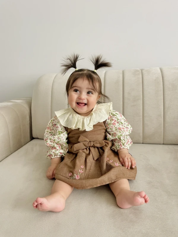 Afra Müslin Gömlekli Premium Kalite Fiyonk Detaylı Elbise Set