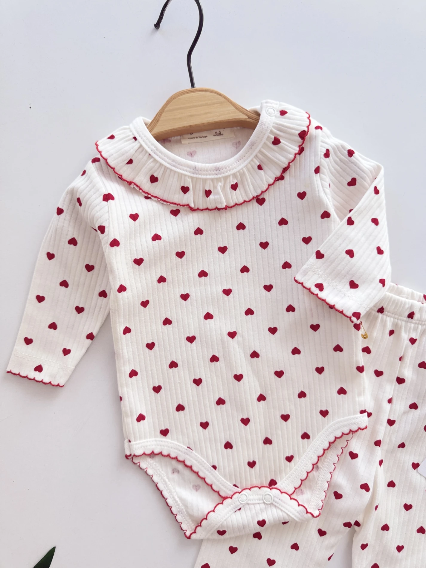 Kalp Desenli %100 Pamuk Esnek Takım