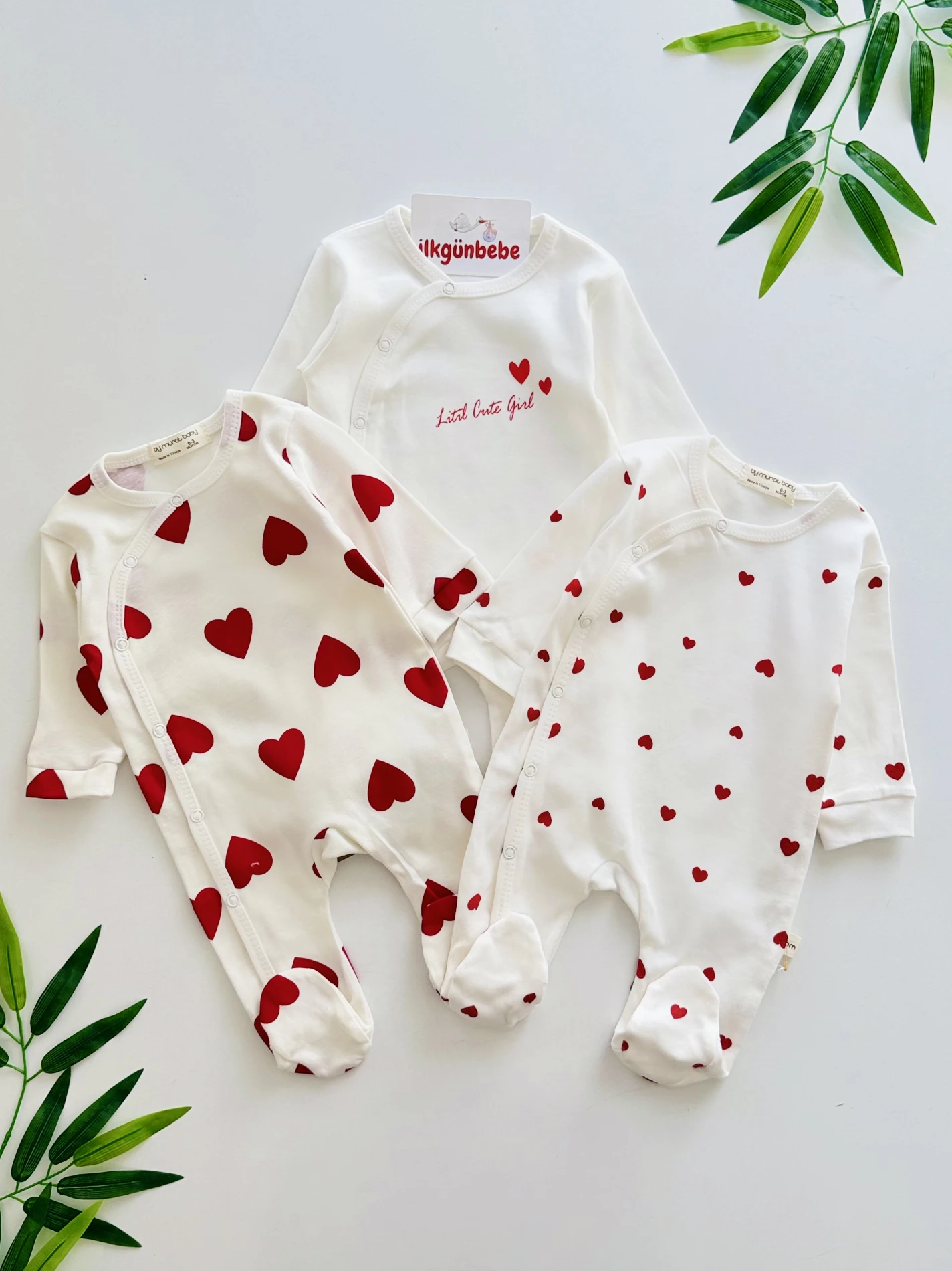 Love Temalı %100 Pamuk 3’lü Tulum Set