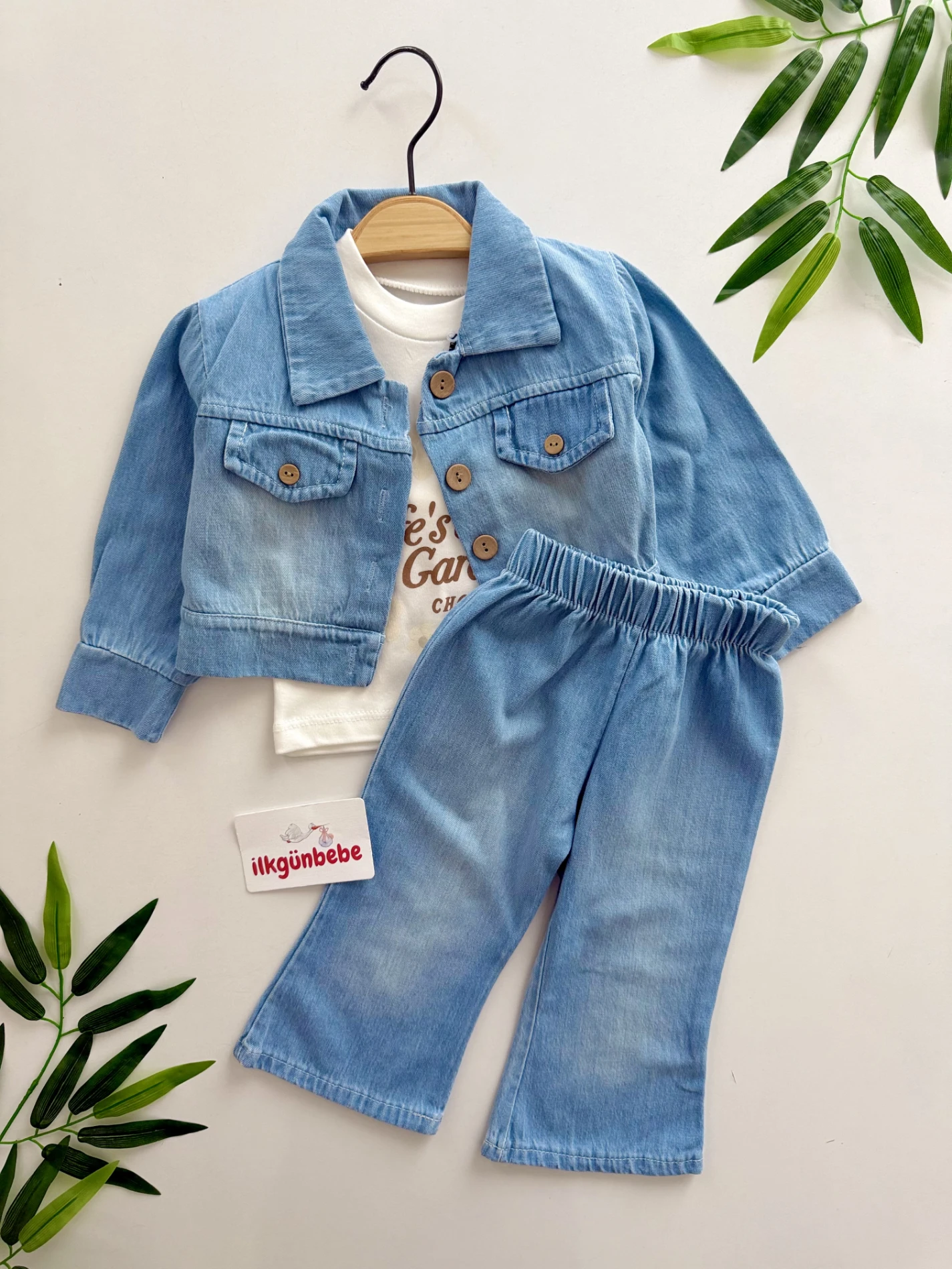 kot Ceketli Pantalonlu Bodyli 3’lü Takım