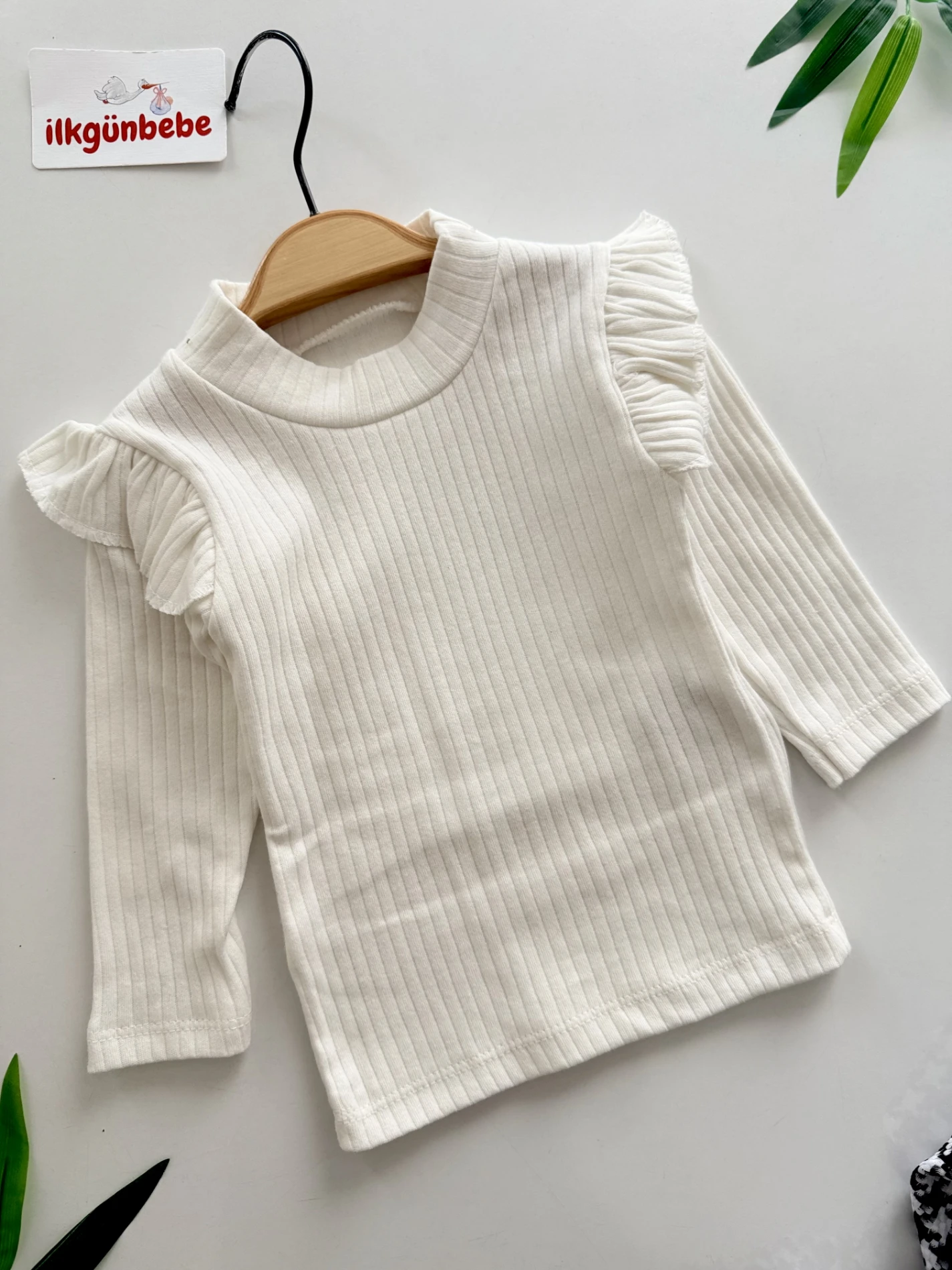 Kazayağı Desenli Fırfır Bodyli Jile Elbise Set