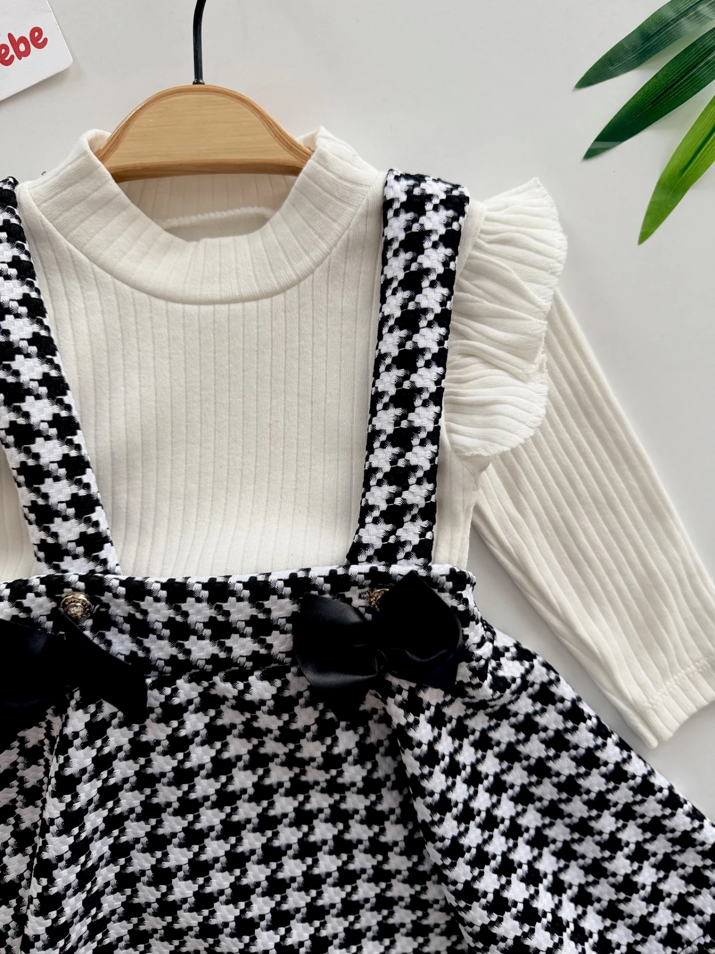 Kazayağı Desenli Fırfır Bodyli Jile Elbise Set