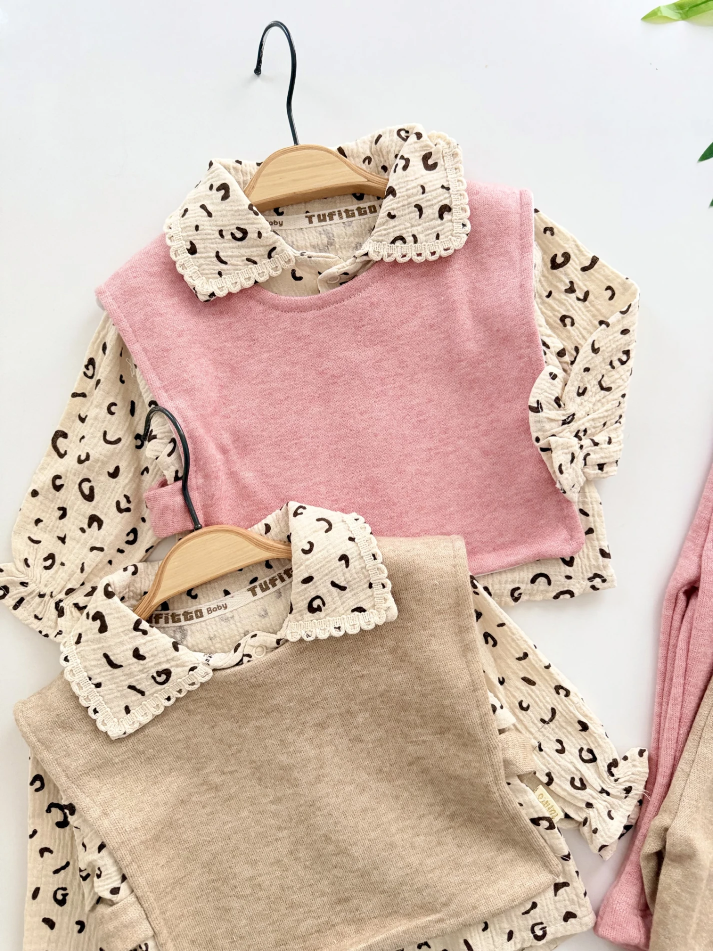 Leopar Müslin Gömlekli Süveterli Premium 3’lü Takım