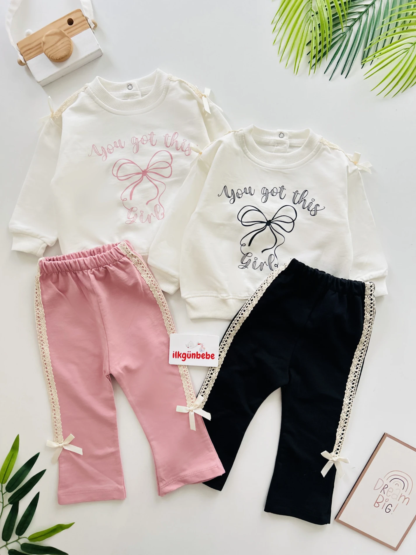  Fiyonk Desenli İspanyol Pantalonlu 2’li Takım