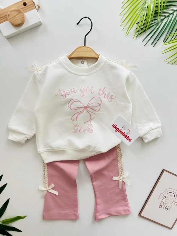  Fiyonk Desenli İspanyol Pantalonlu 2’li Takım