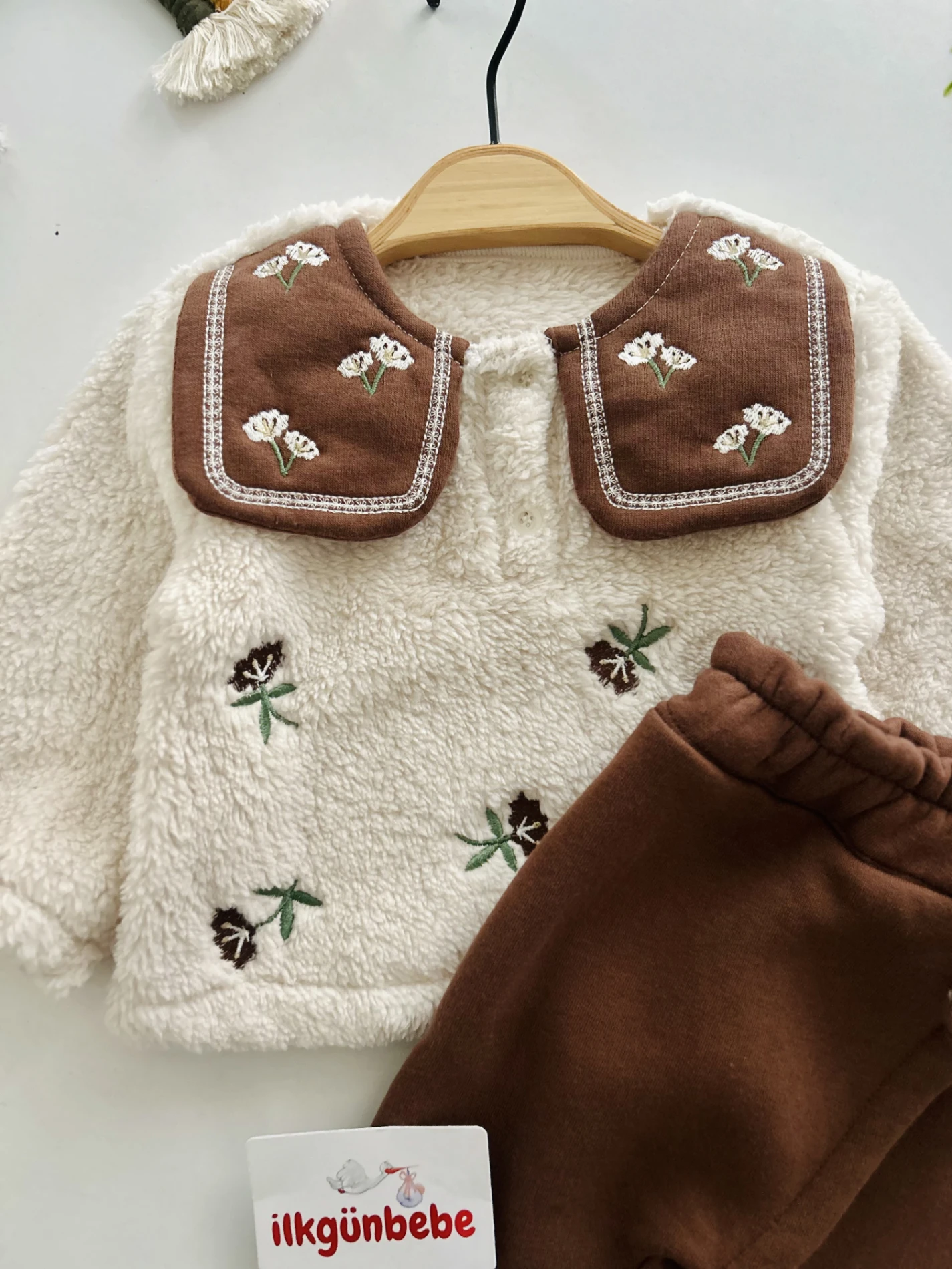 Çiçek Desenli 3 ip Şardonlu  Kışlık  2’li Takım