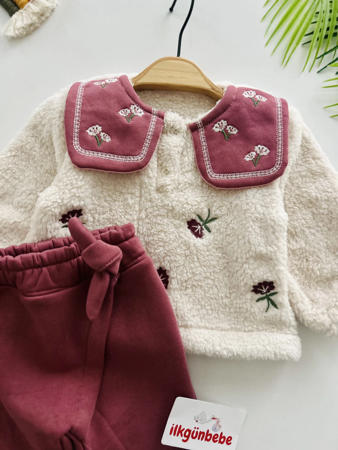 Çiçek Desenli 3 ip Şardonlu  Kışlık  2’li Takım