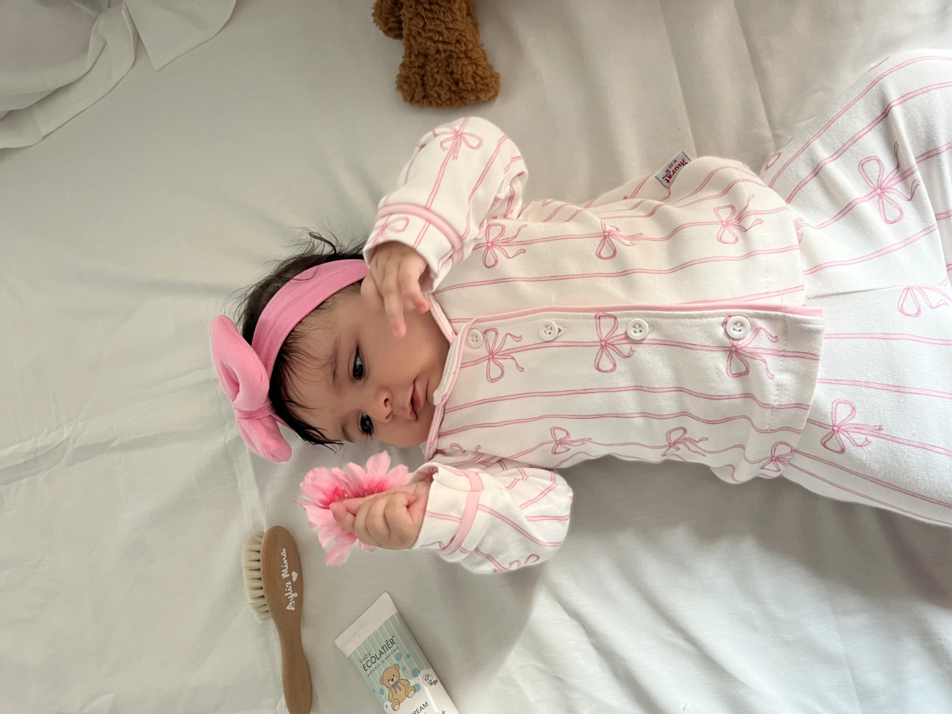 Fiyonk Temalı %100 Pamuk Bebe Yakalı Pijama Takımı