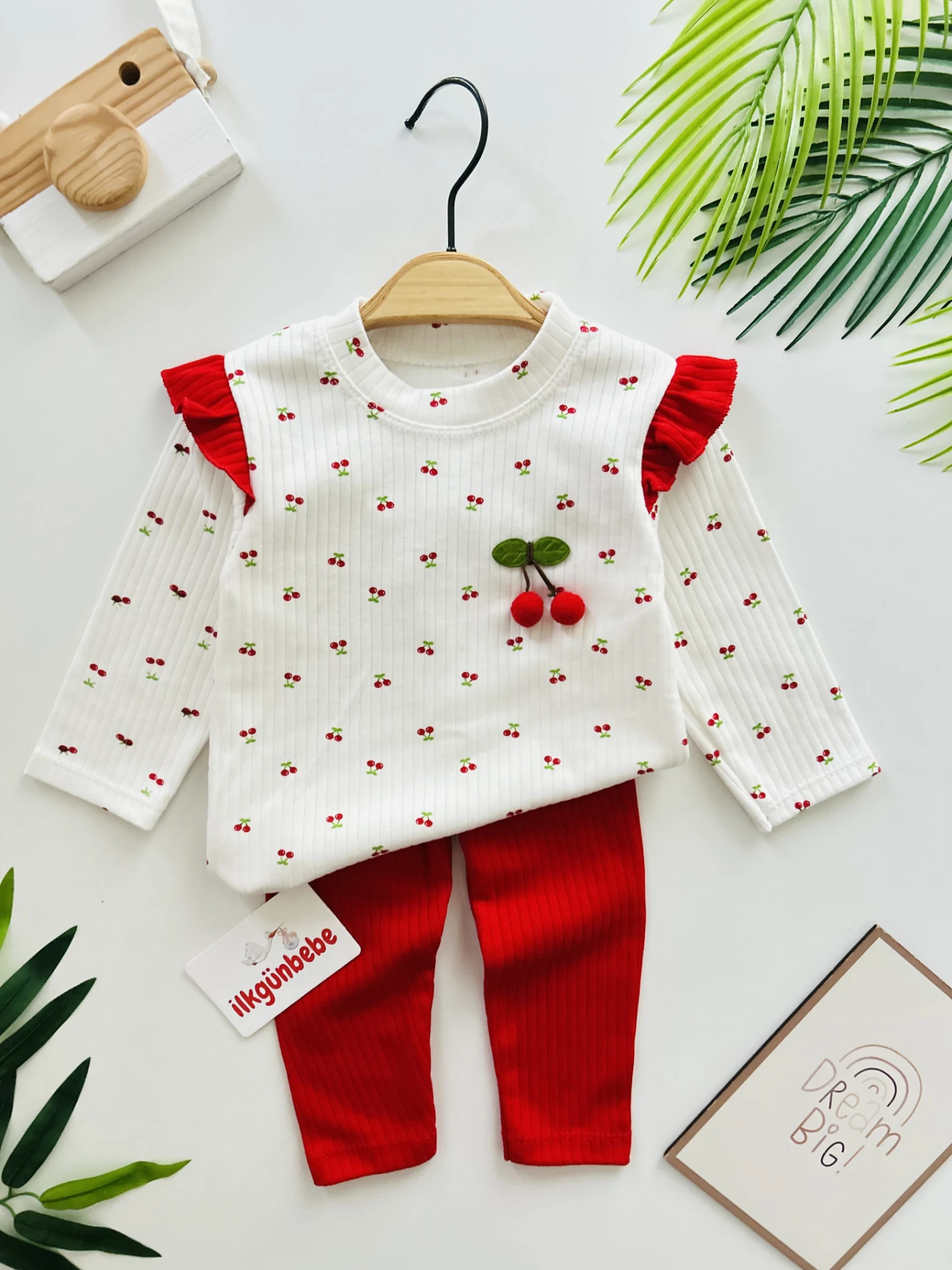 Kiraz Desenli Mevsimlik 2’li Takım