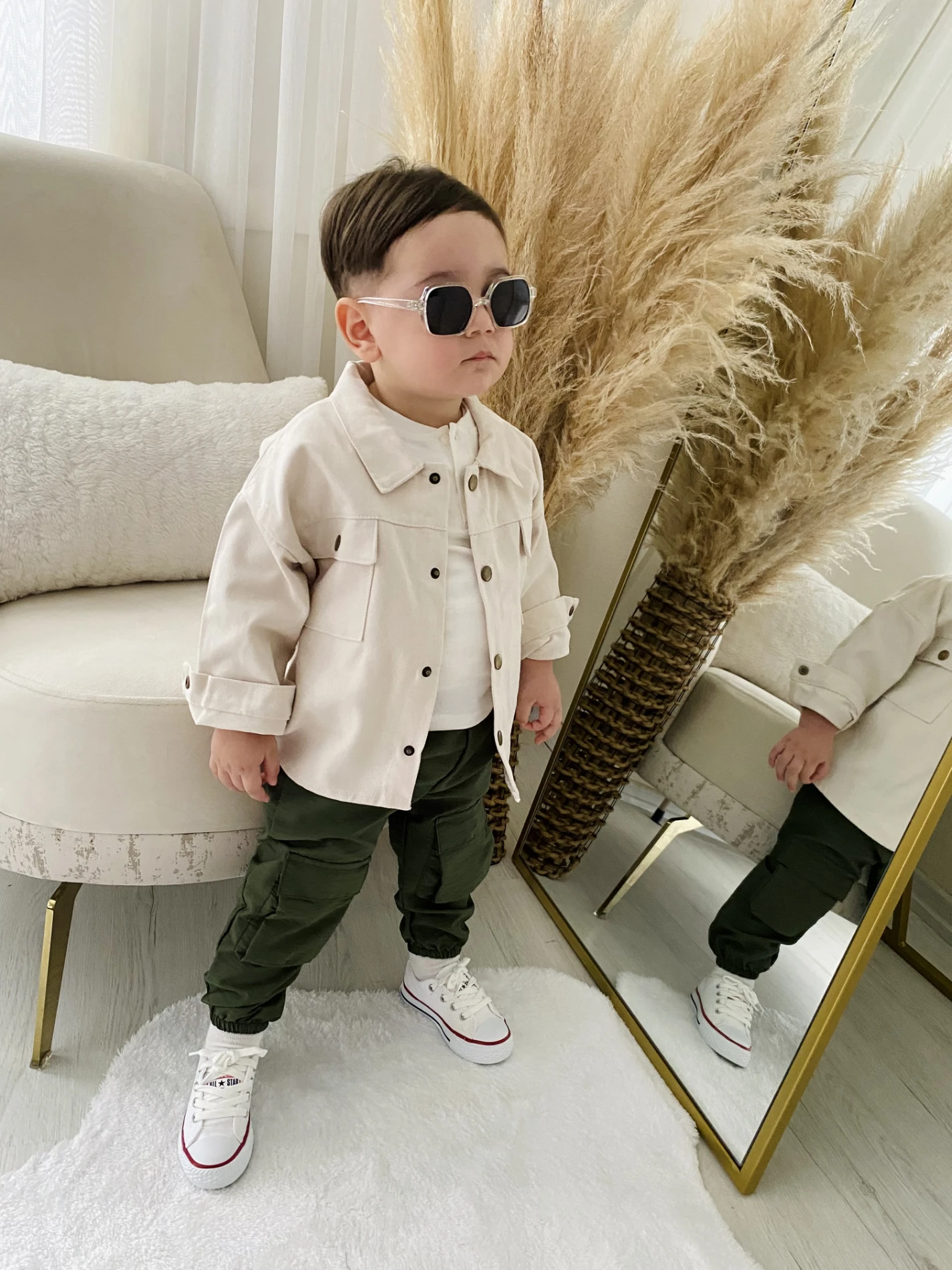 Enjoying  Sunny Days Arkası Baskılı Premium Kalite Ceket Cep Detaylı Pantalonlu Kısa  Kollu Badili 3’lü Tarz Takım