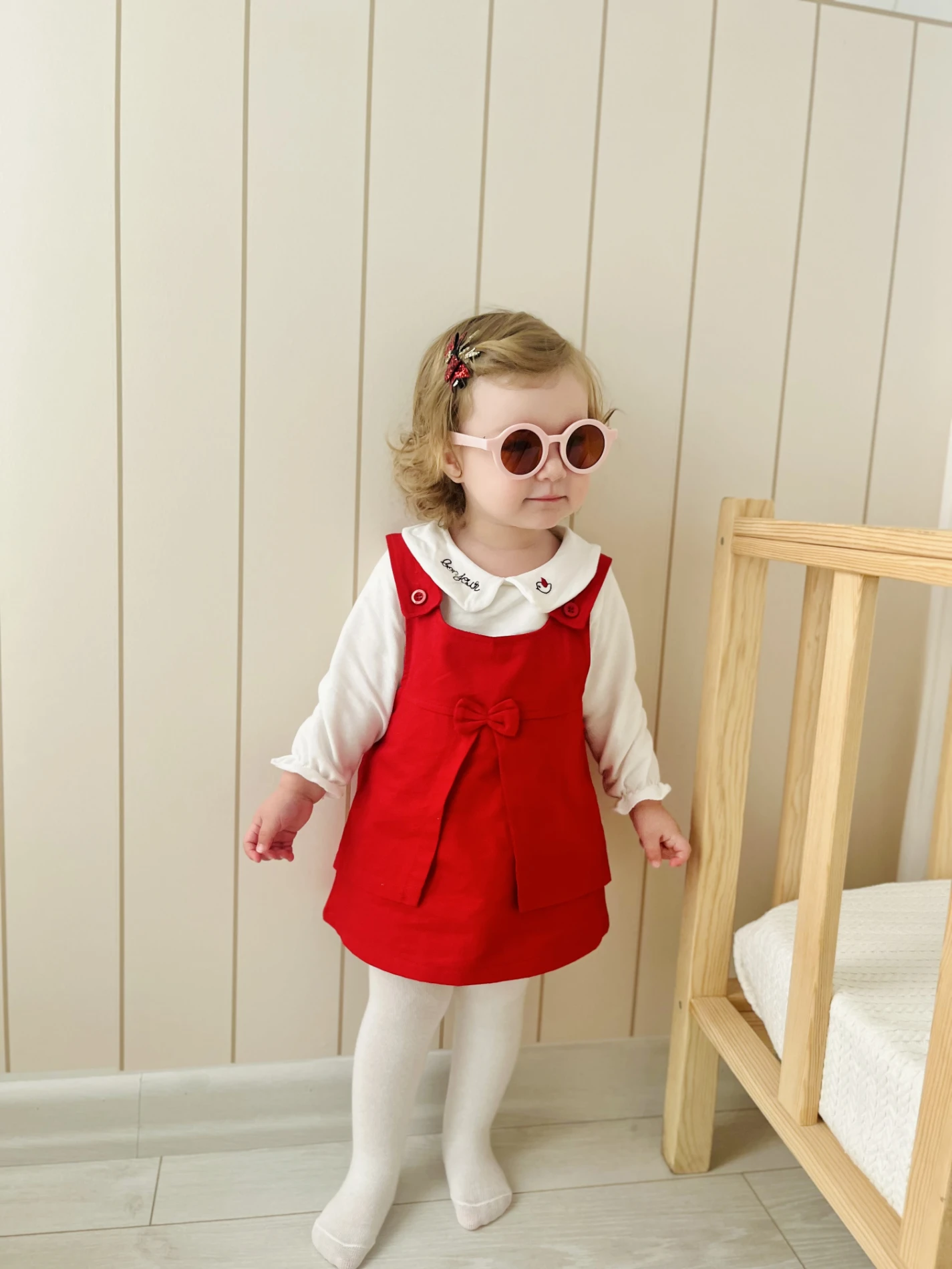 Minik Kuş Nakışlı Bebe Yakalı %100 Pamuk Badili Fiyonklu Jileli Külotlu Çorap Hediyeli 3’lü Takım