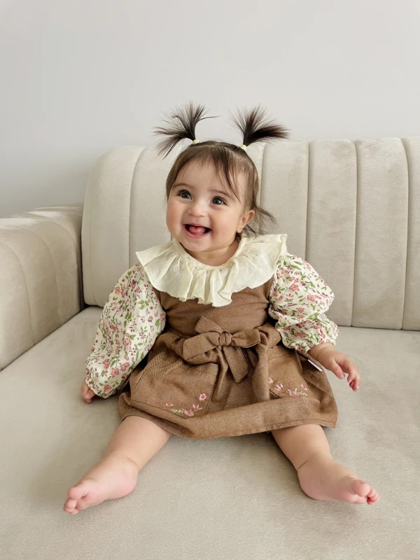 Afra Müslin Gömlekli Premium Kalite Fiyonk Detaylı Elbise Set