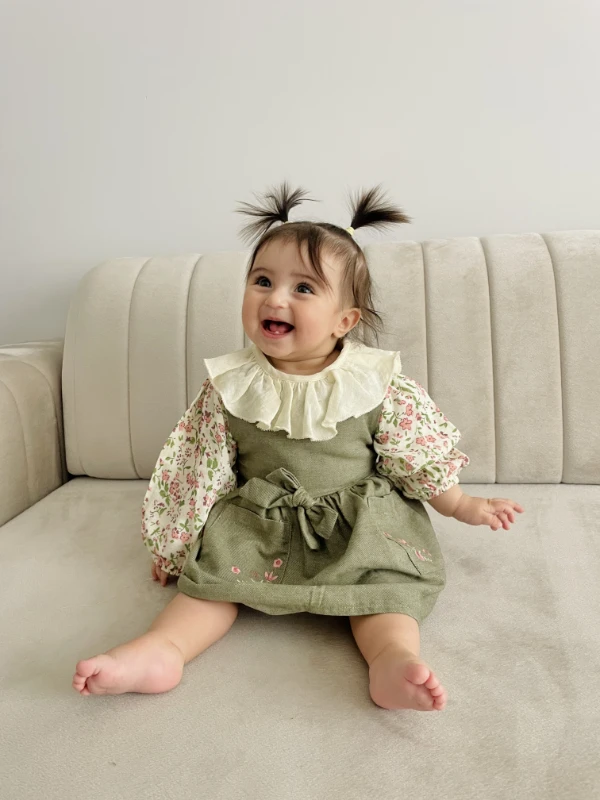 Afra Müslin Gömlekli Premium Kalite Fiyonk Detaylı Elbise Set