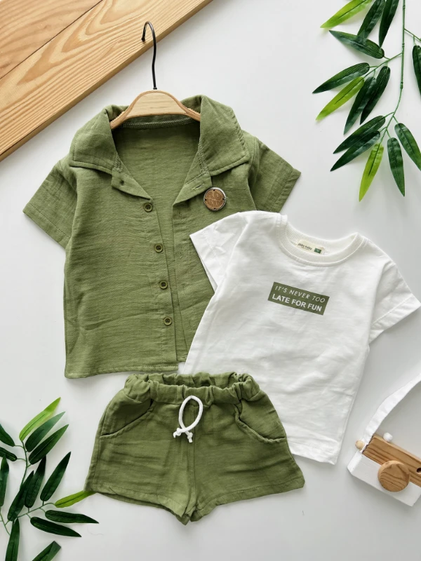 Müslin Kumaş Gömlekli Premium Kalite 3’lü Takım