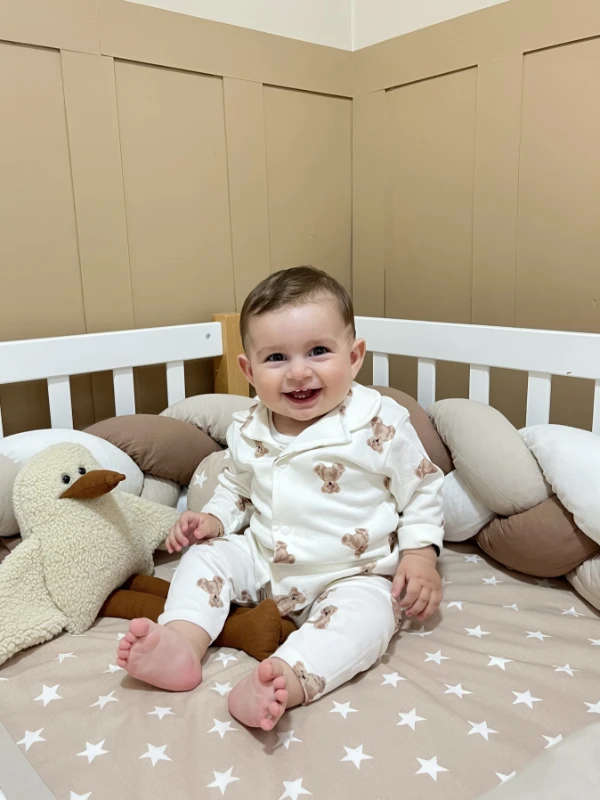 Teddy Ayıcık Pinterest Bebe Yakalı %100 Pamuk 2’li Takım