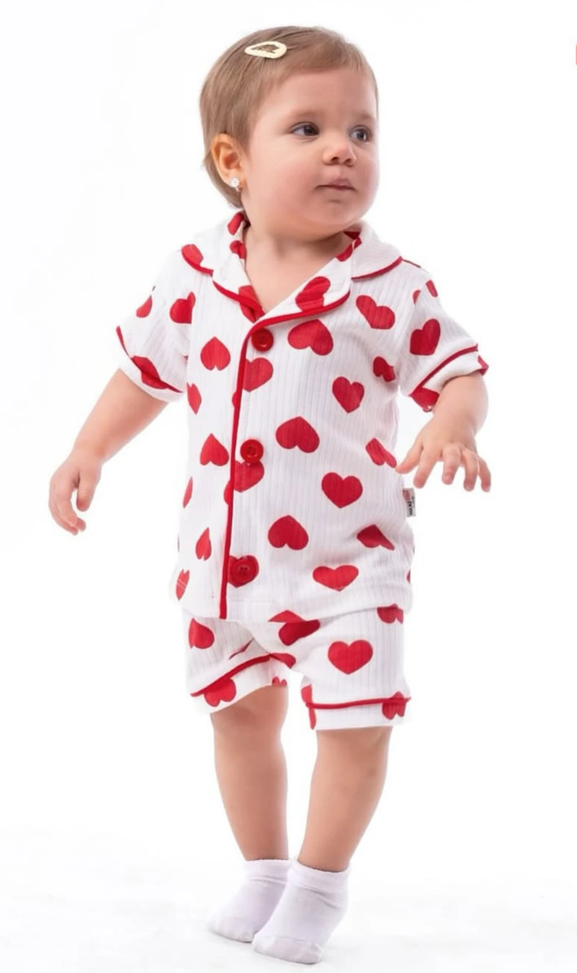 Bebe Yakalı %100 Pamuk Yazlık Pijama Takımı