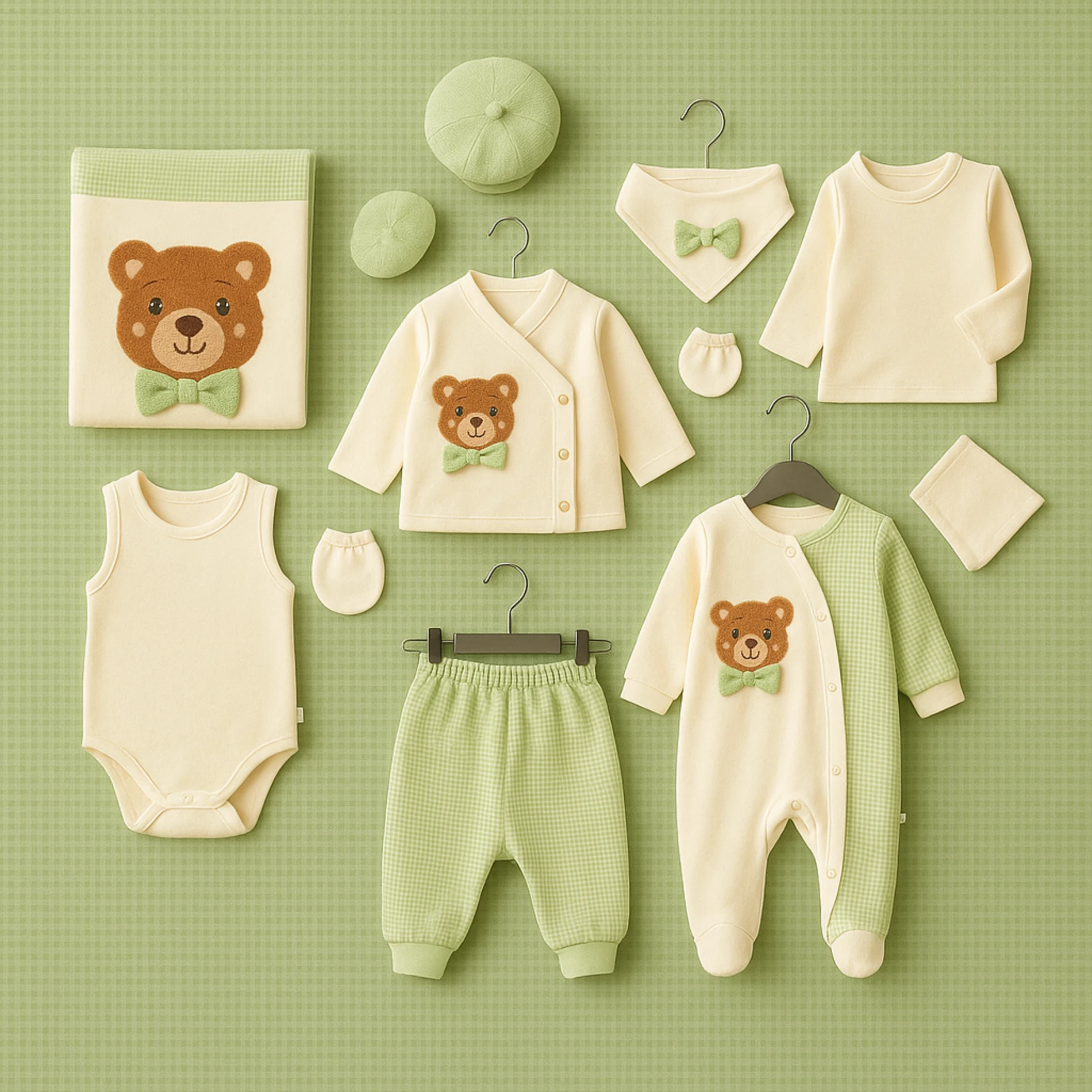Teddy Bear 10 Parça %100 Pamuk Yenidoğan Hastane Çıkışı Seti