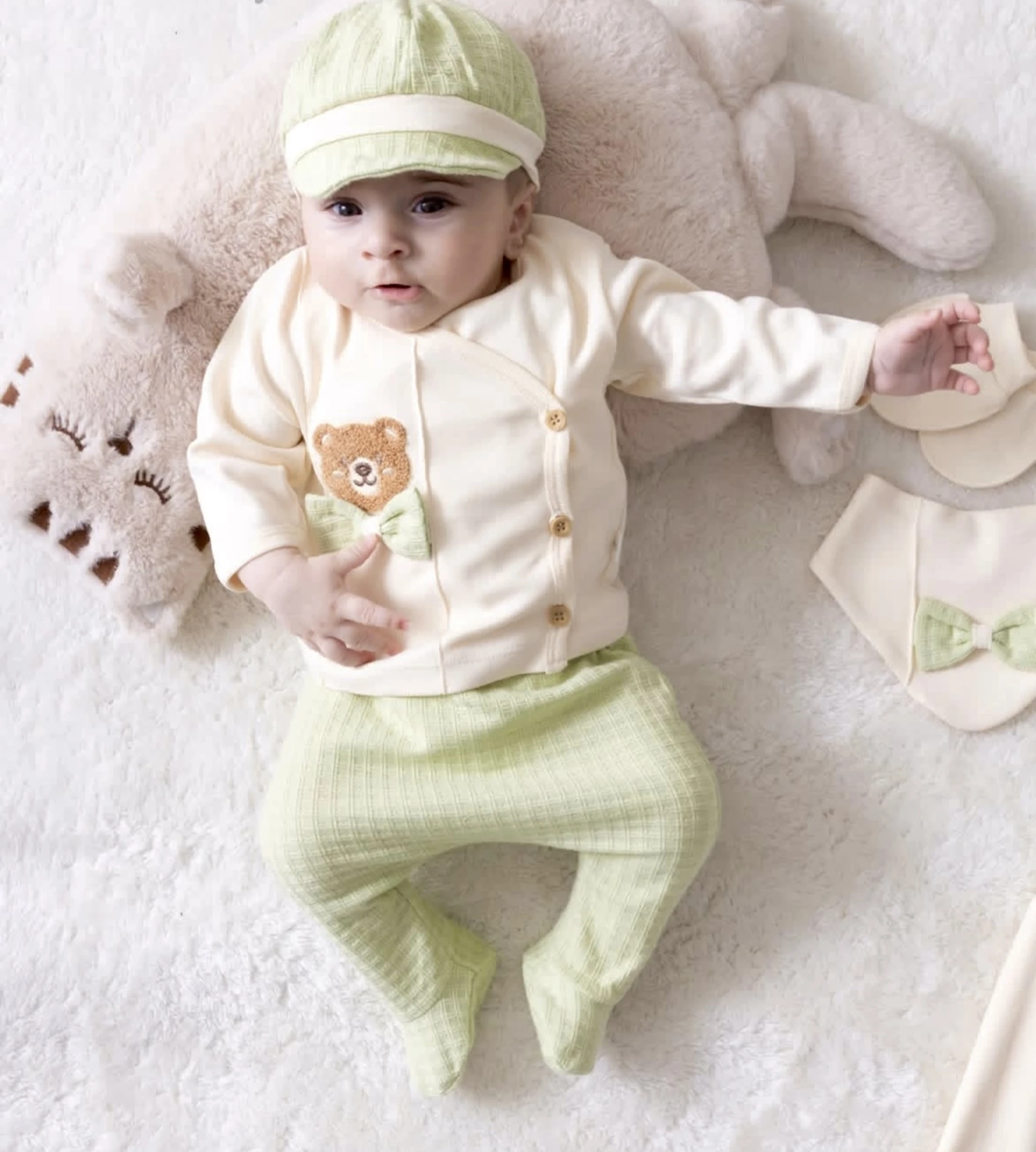 Teddy Bear 10 Parça %100 Pamuk Yenidoğan Hastane Çıkışı Seti