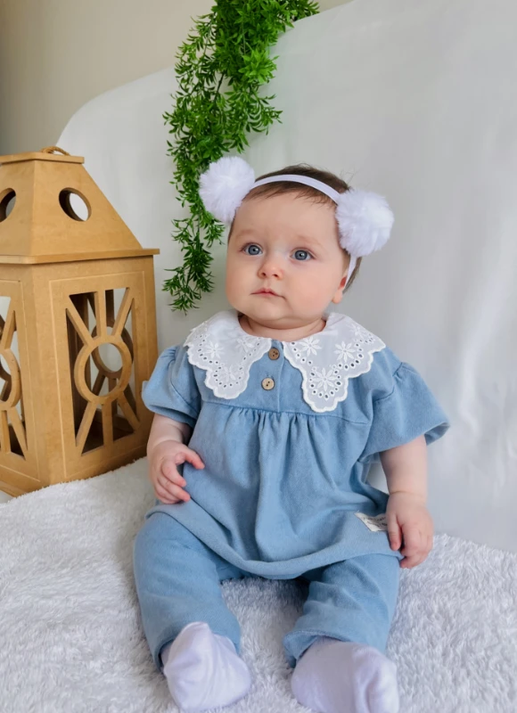 Fisto Yakalı %100 Pamuk Kot Likralı 2’li Takım