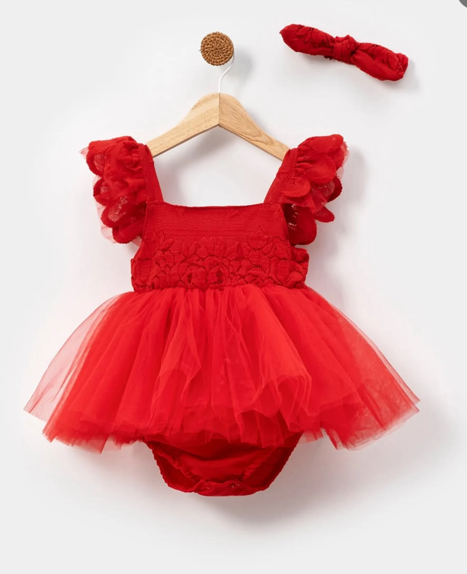 Nomi Özel Gün Dantel Detaylı Tüllü Romper Bandana Set