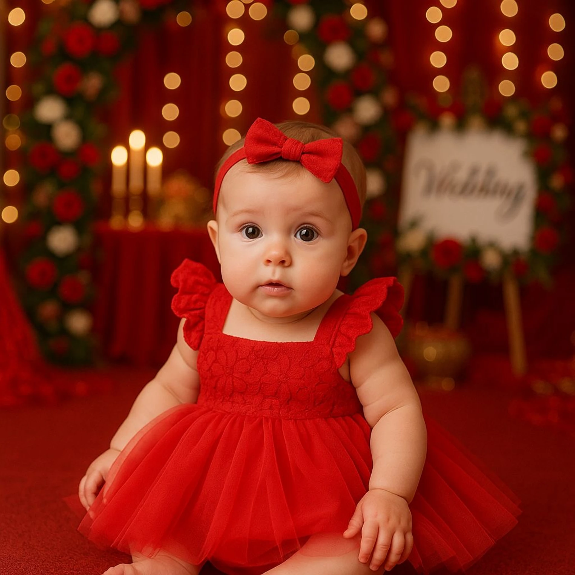 Nomi Özel Gün Dantel Detaylı Tüllü Romper Bandana Set