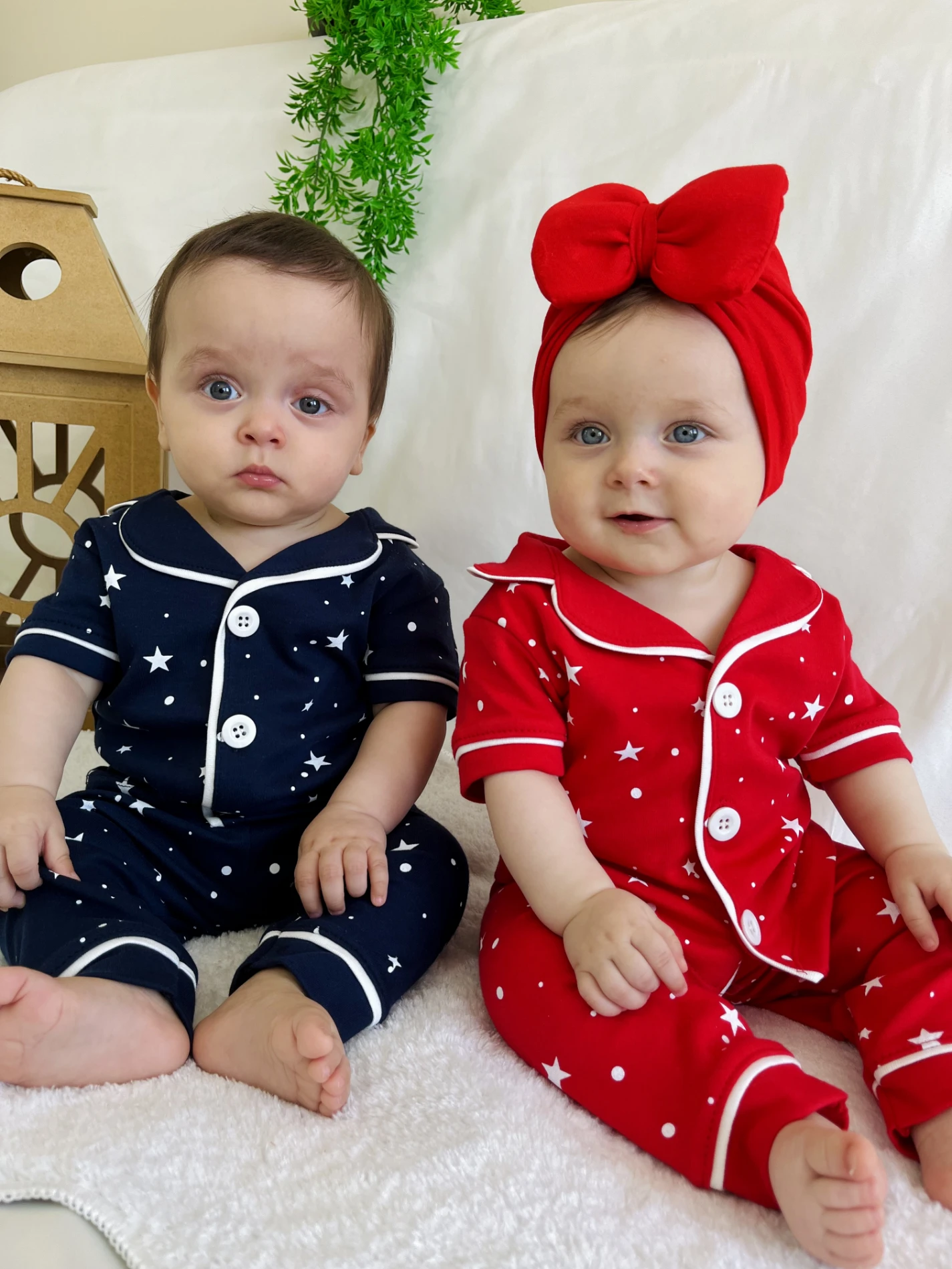 Ay Yıldız Desenli Bebe Yakalı %100 Pamuk 2’li Takım