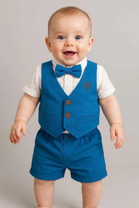 Papyonlu Kendinden Yelekli Şık Bayramlık İkili Takım