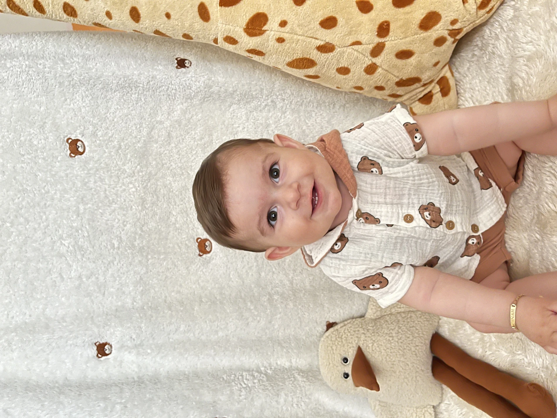 Teddy Bear Kapüşonlu Müslin %100 Pamuk 2’li Şortlu Takım