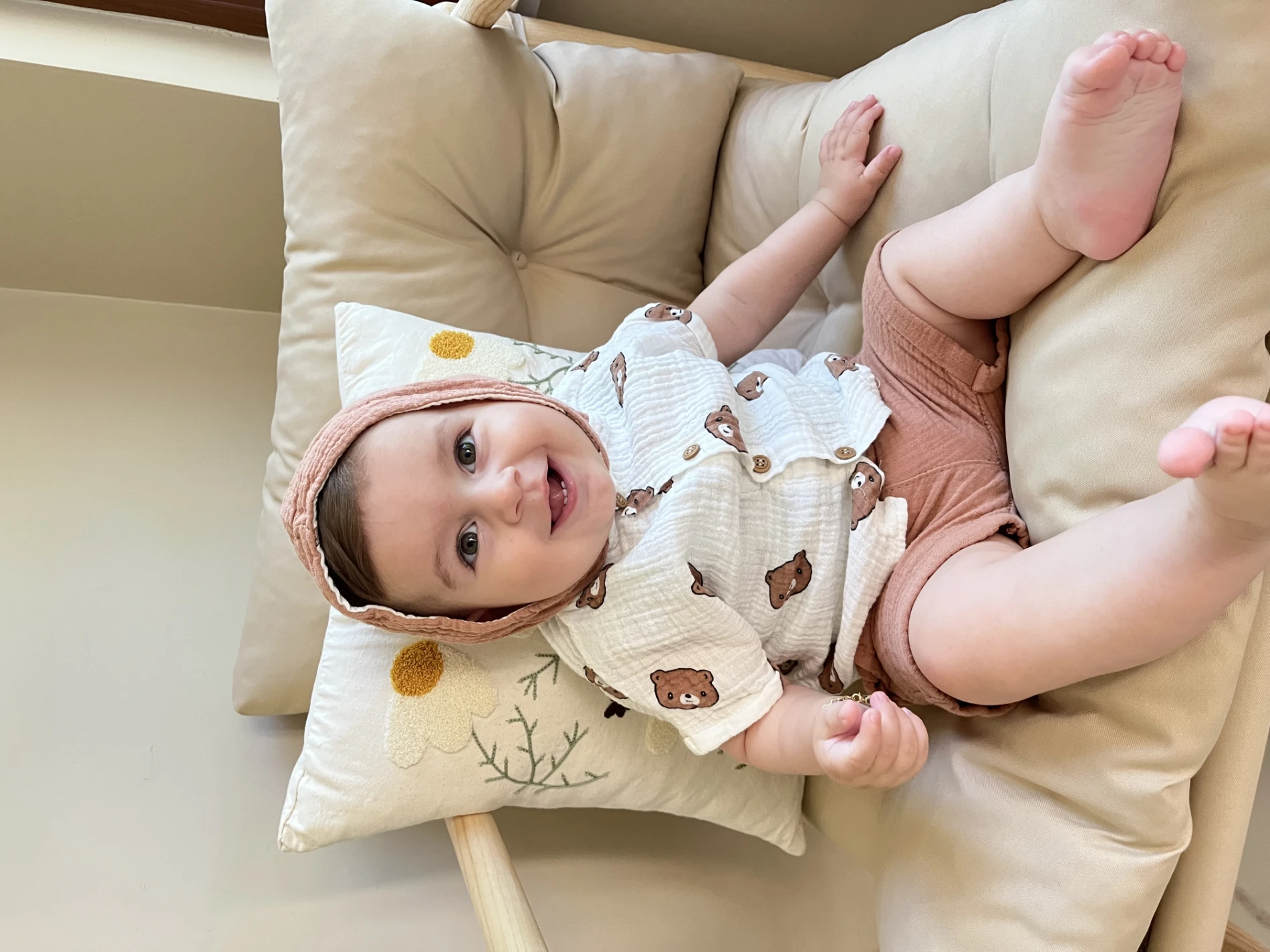 Teddy Bear Kapüşonlu Müslin %100 Pamuk 2’li Şortlu Takım