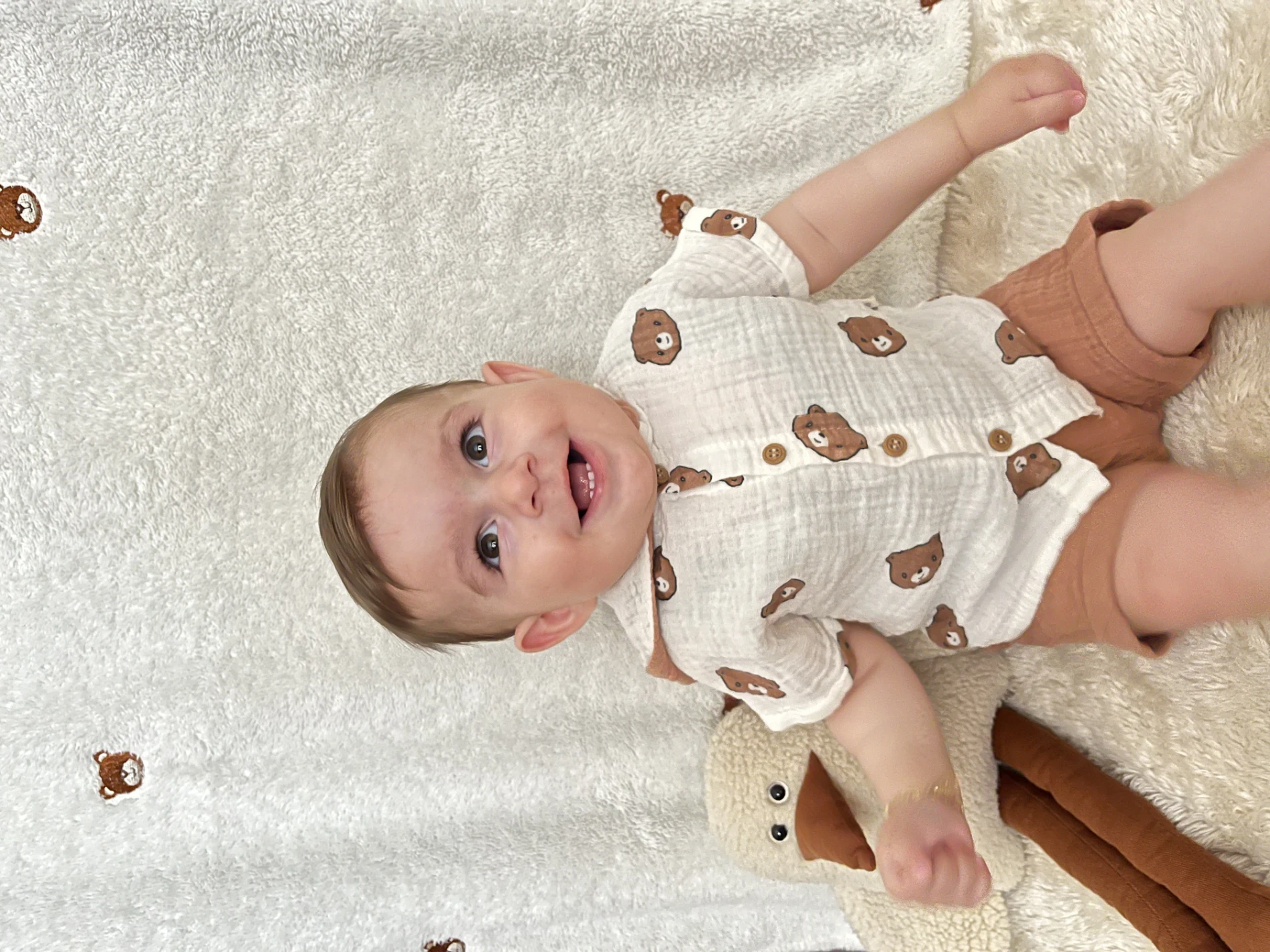 Teddy Bear Kapüşonlu Müslin %100 Pamuk 2’li Şortlu Takım