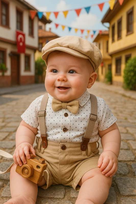 Kasketli Gömlekli 5 Parça Şık Takım