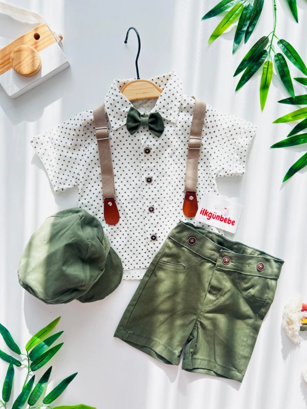 Kasketli Gömlekli 5 Parça Şık Takım