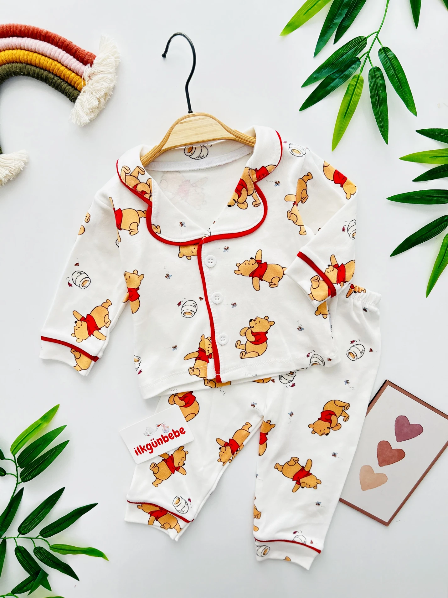 Winnie The Pooh Bebe Yakalı %100 Pamuk Basic Soft 2’li Pijama Takımı