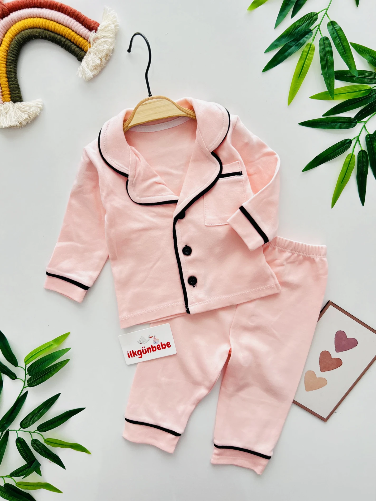 Bebe Yakalı %100 Pamuk Basic Soft 2’li Pijama Takımı
