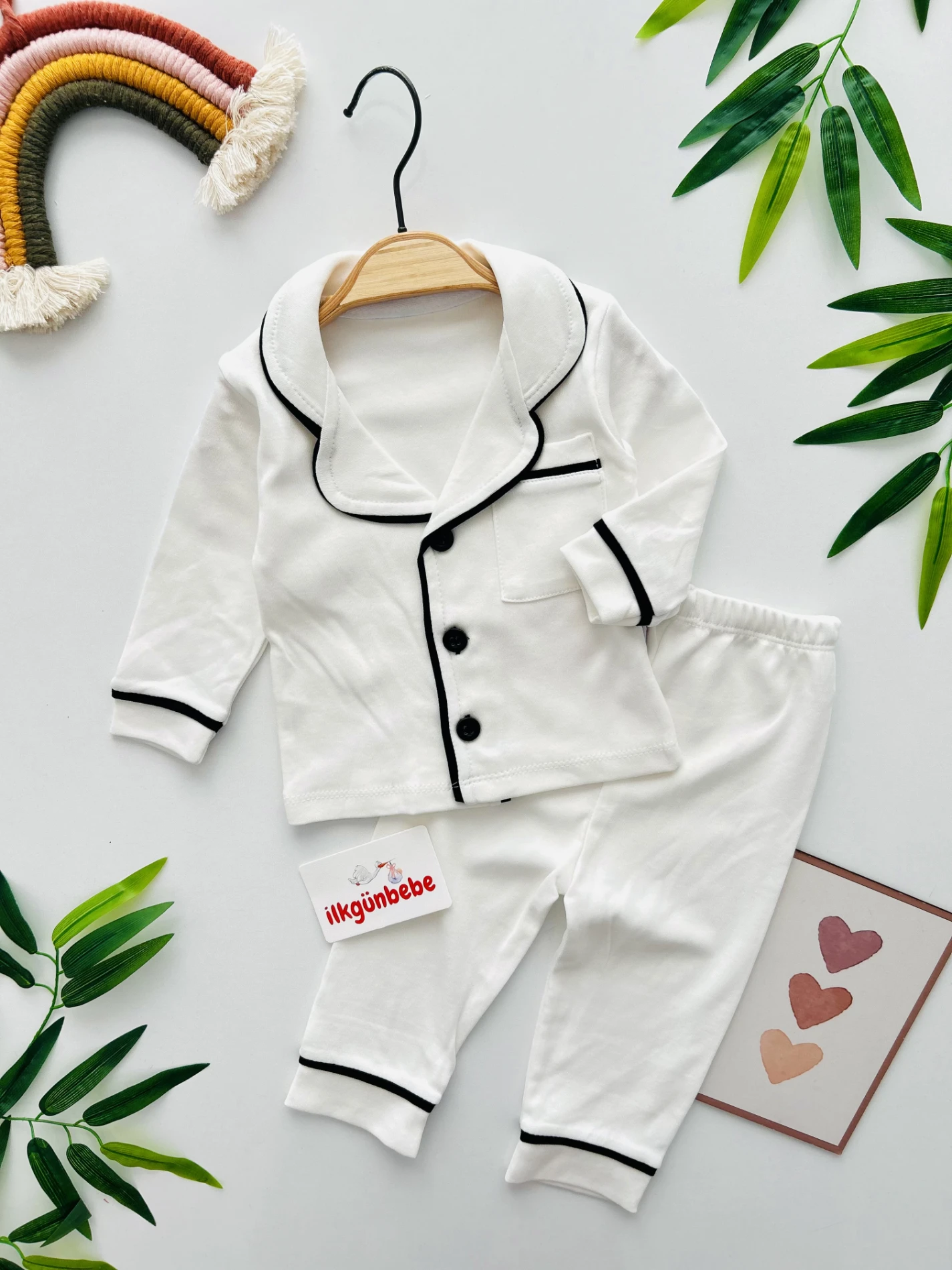 Bebe Yakalı %100 Pamuk Basic Soft 2’li Pijama Takımı