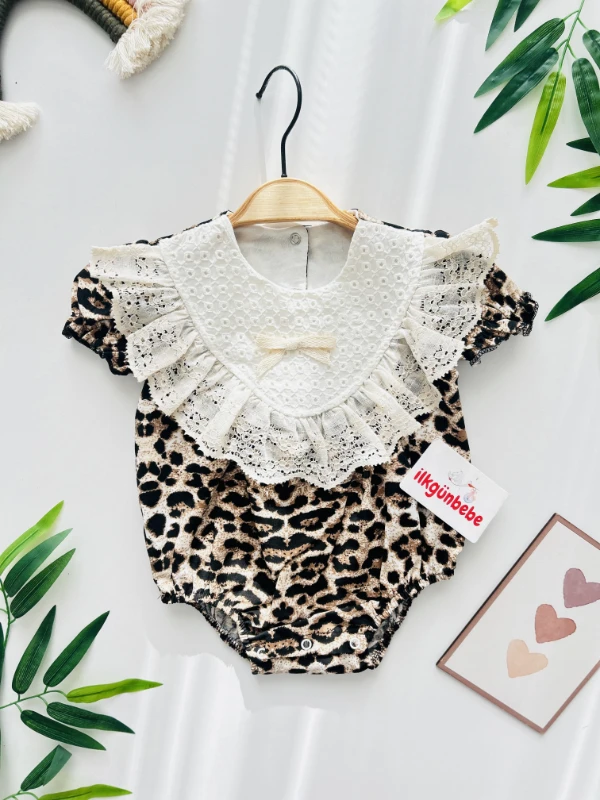 Leopar Desenli %100 Pamuk Romper
