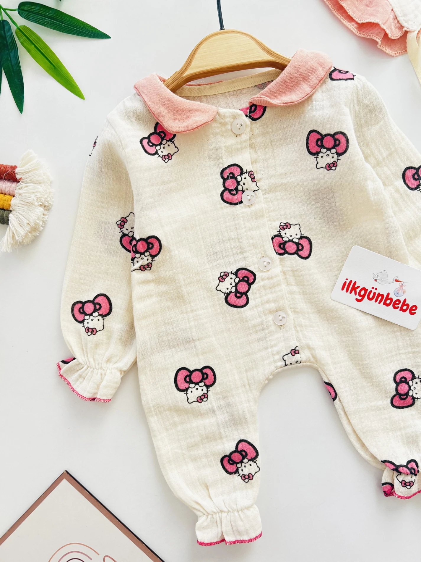 Hello Kitty Pamuklu Müslin  Bebek Ayıcıklı Tulum