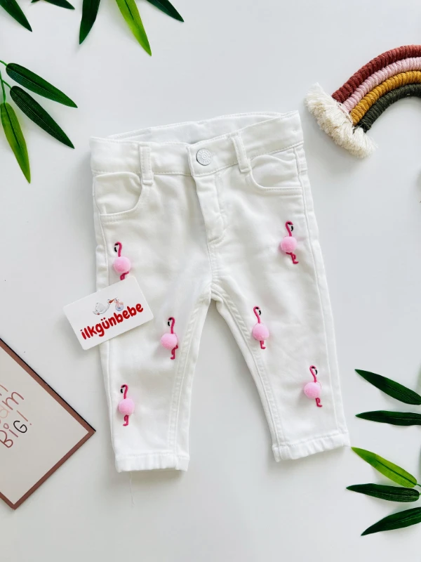 Flamingo Temalı Esnek Pantalon