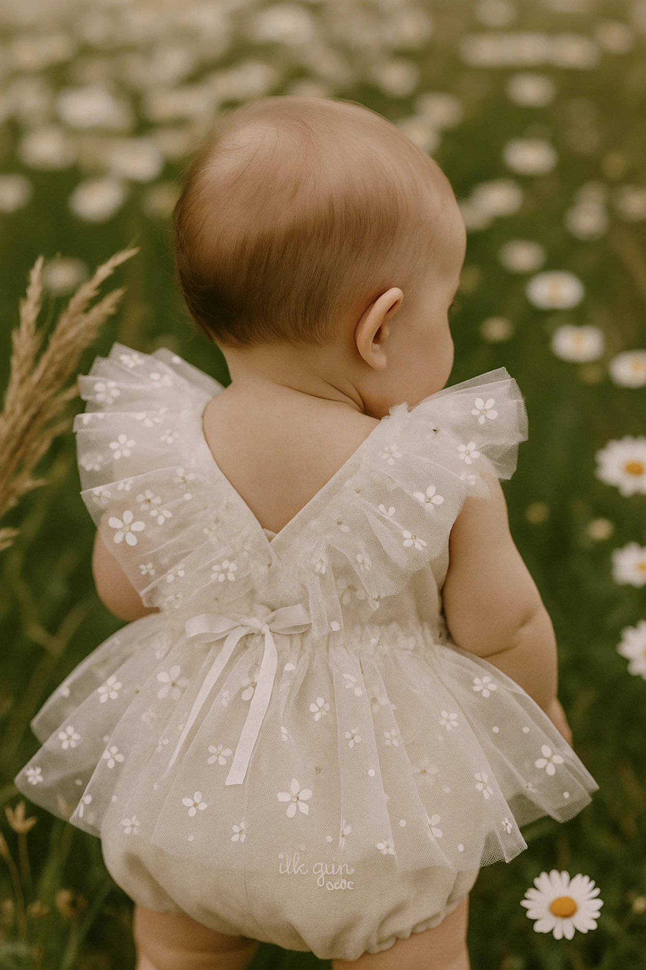 Minik Papatyalı Bodysuit Özel Gün Elbise
