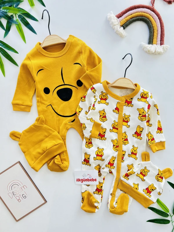 Winnie The Pooh Baskılı %100 Pamuk 2’liTulum Set