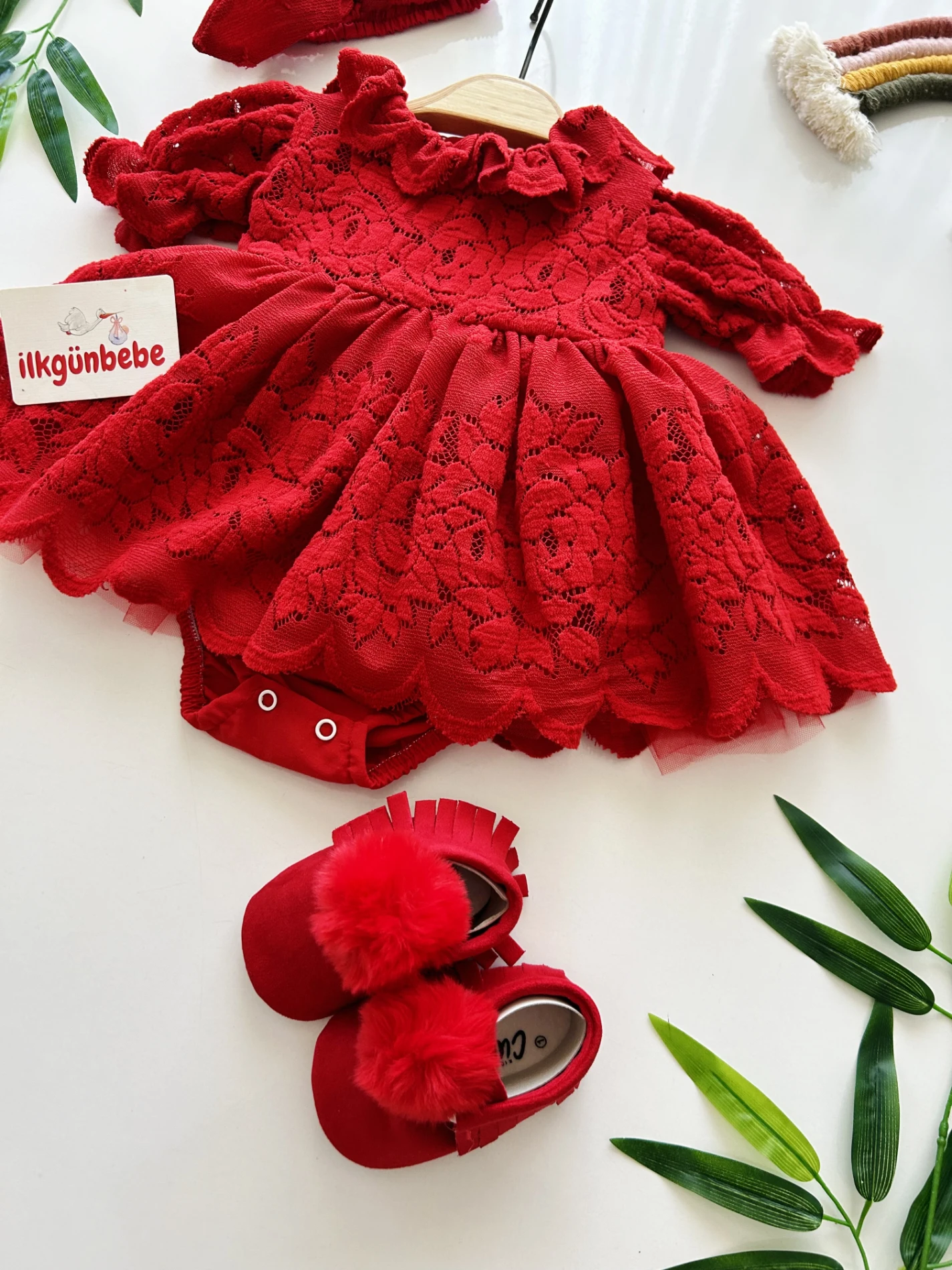 Clara Özel Gün Dantel Detaylı Tüllü Romper Bandana Set