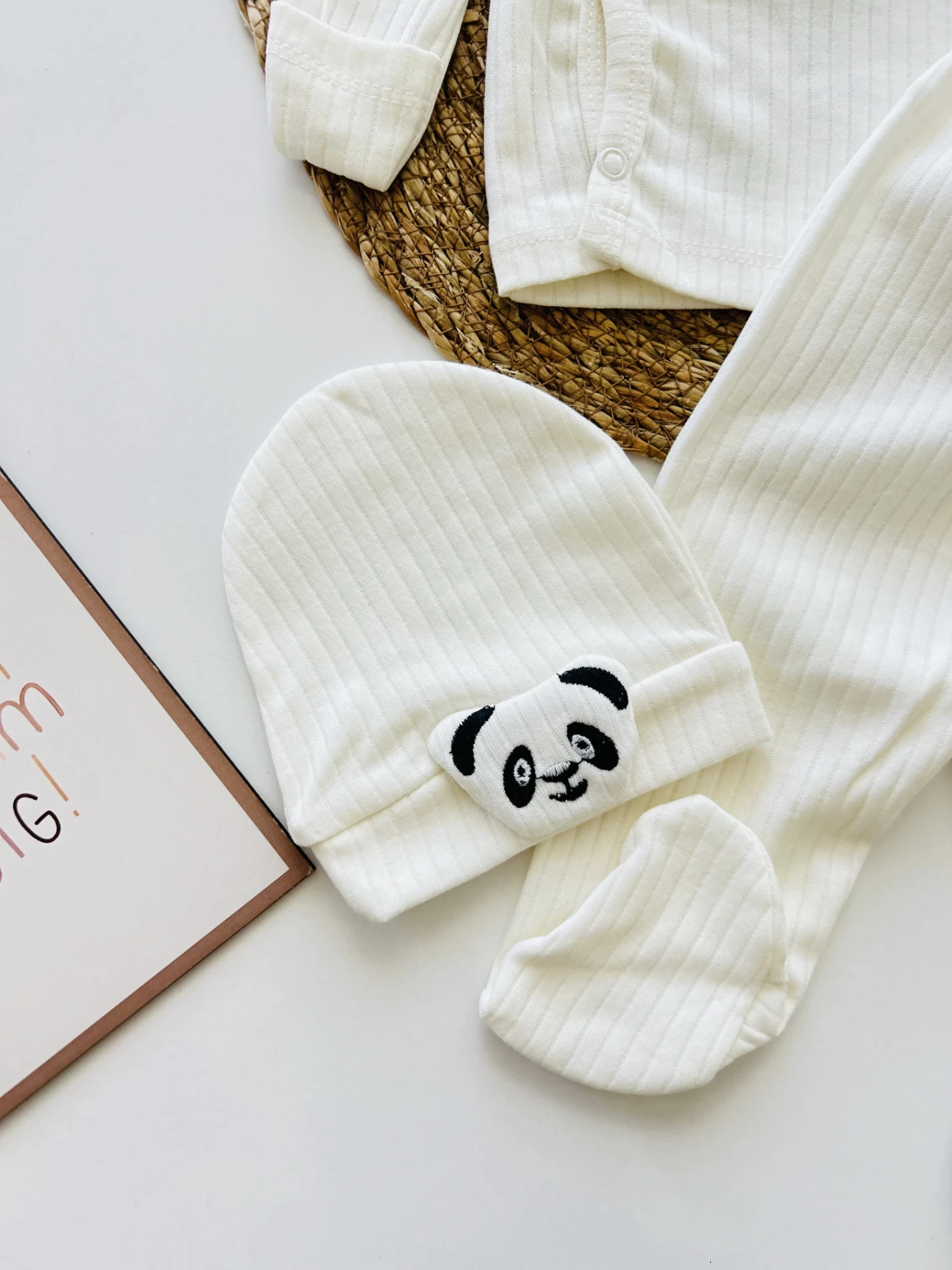 Sevimli Panda  3 Parça %100 Pamuk Yenidoğan Hastane Çıkışı Seti