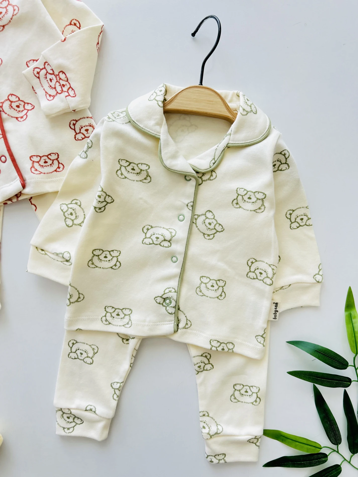 Teddy Bear %100 Pamuk Bebe Yakalı Pijama Takımı