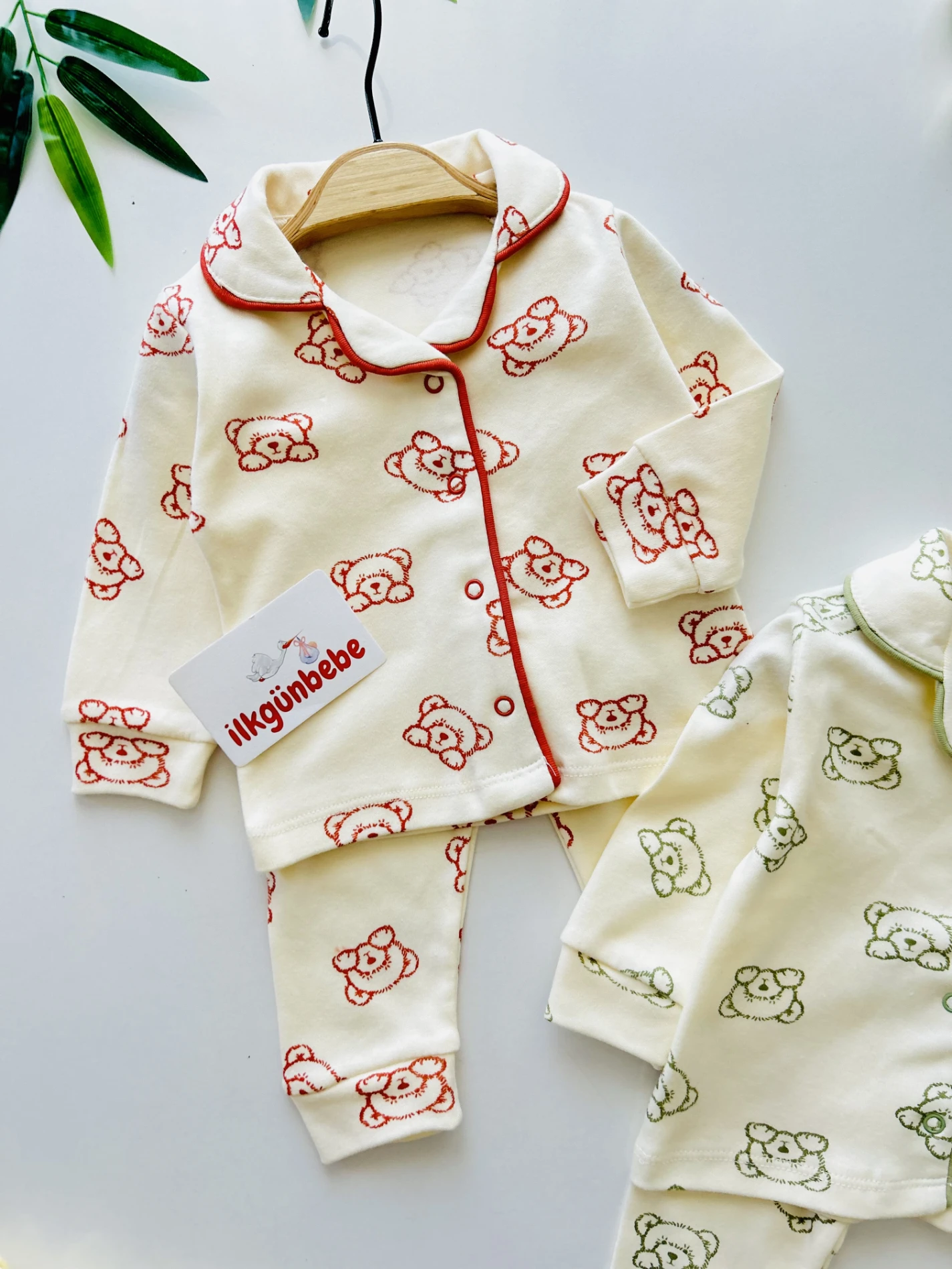 Teddy Bear %100 Pamuk Bebe Yakalı Pijama Takımı