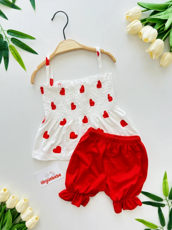 Kalp Desenli Askılı 2’li Takım