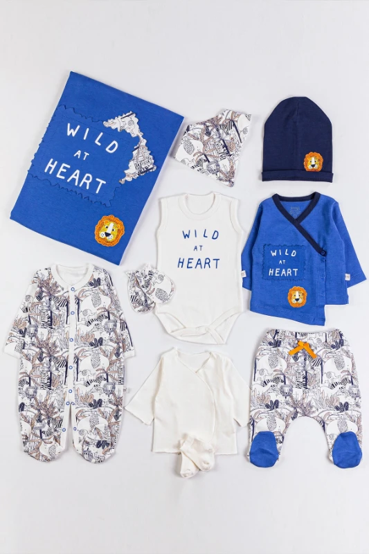 Aslan Temalı %100 Pamuk 10 Parça Yenidoğan Hastane Çıkışı Seti