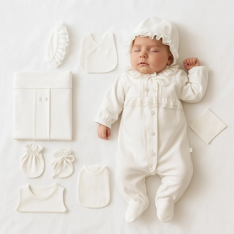 10 Parça Premium Kalite %100 Pamuk Yenidoğan Hastane Çıkışı Seti