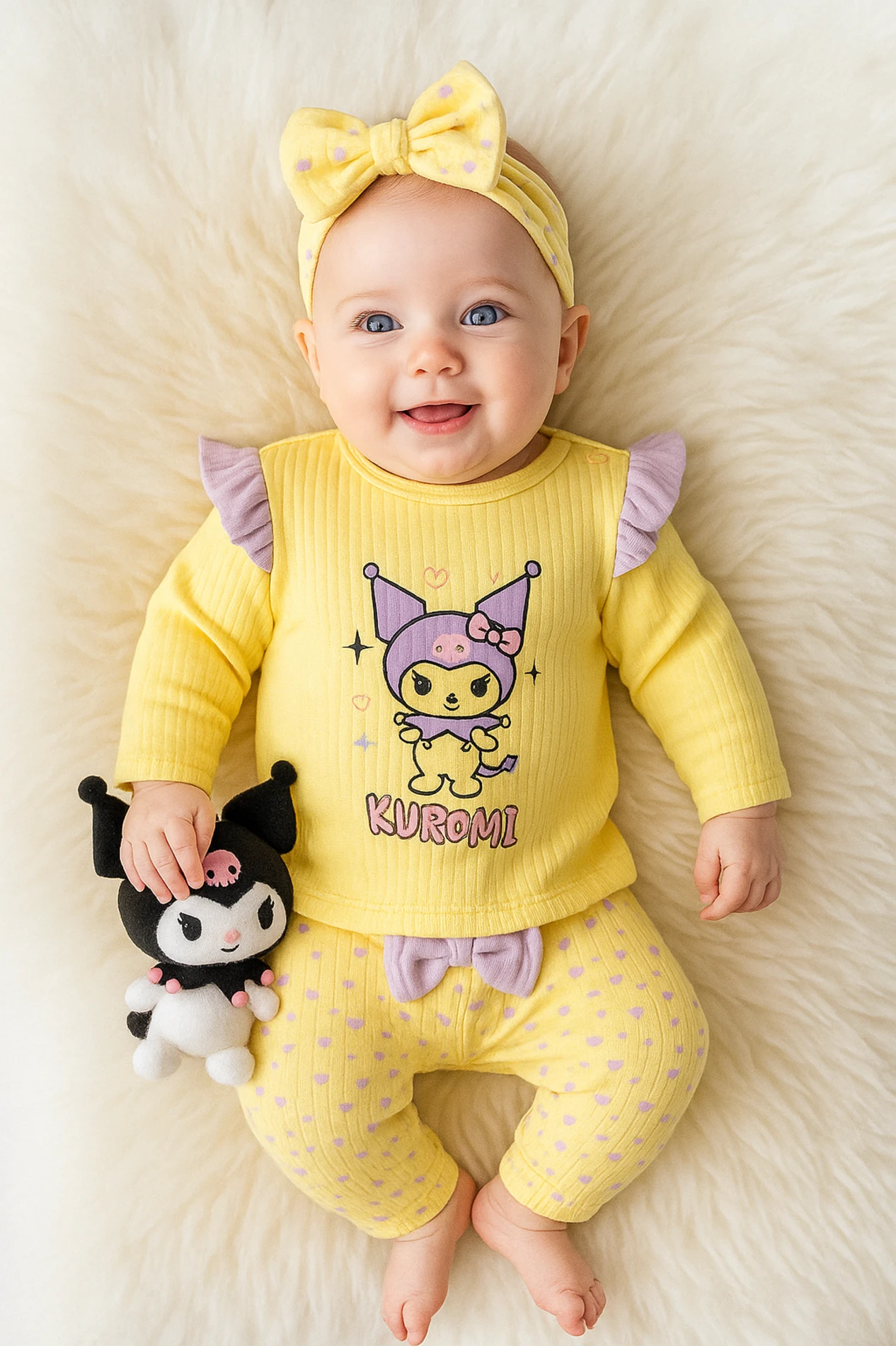 Kuromi Karakterli 3 Parça Bandanalı Takım