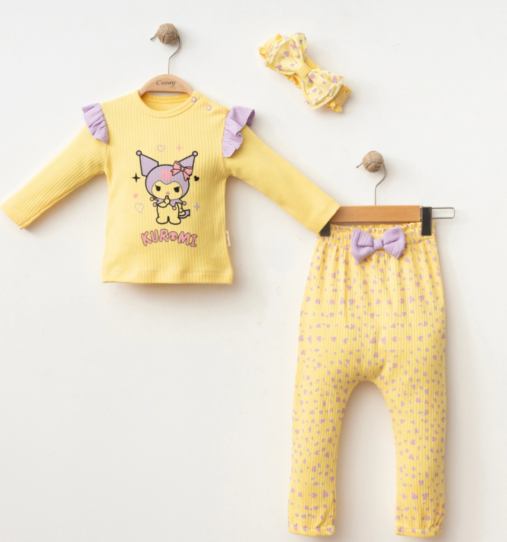 Kuromi Karakterli 3 Parça Bandanalı Takım